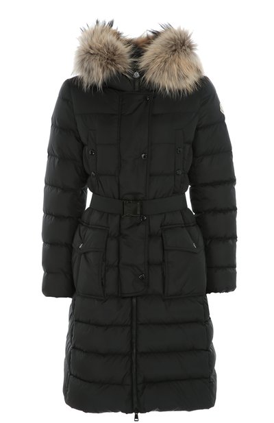 Удлиненный пуховик с меховой отделкой капюшона и поясом MONCLER, арт. B2-093-49884-25-68065, фото 1