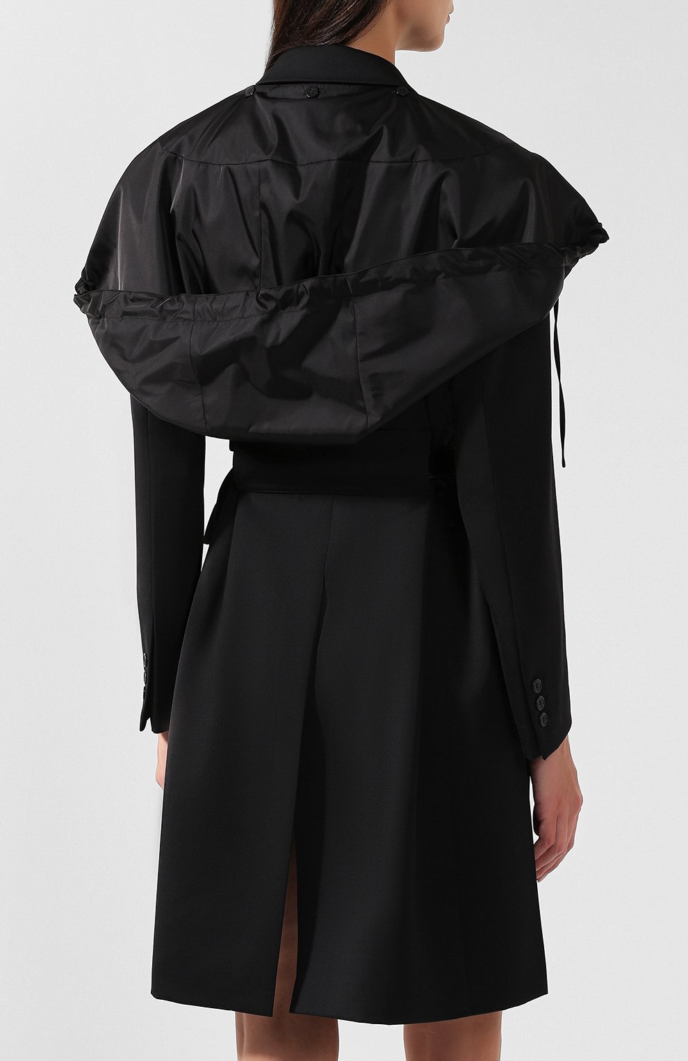 Двубортное пальто с поясом и капюшоном PRADA, арт. P682HK-1RVZ-F0806, фото 4