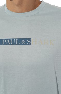 Мужская хлопковая футболка PAUL&SHARK голубого цвета, арт. 24411031 | Фото 5 (Рукава: Короткие; Длина (для топов): Стандартные; Принт: С принтом; Материал сплава: Проставлено; Материал внешний: Хлопок; Драгоценные камни: Проставлено; Стили: Кэжуэл)