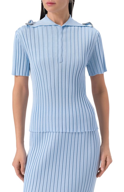 Поло из вискозы Jil Sander J03GL0114/J18346 Голубой  J03GL0114/J18346 Фото 3