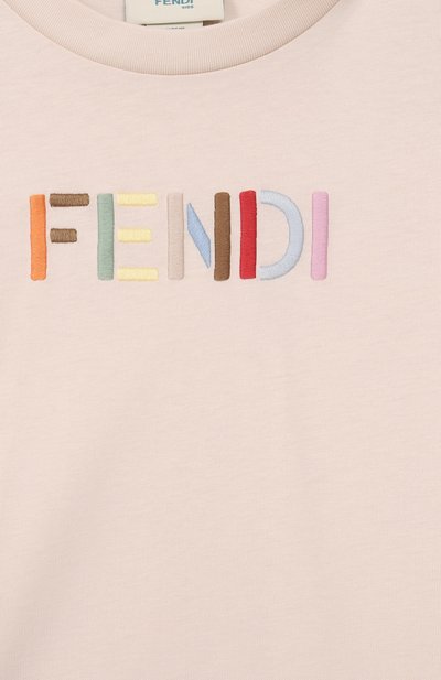 Хлопковая футболка FENDI светло-бежевого цвета по цене 25550 руб., арт. JUI208/AY8D/3A-6A, фото 3 Хлопковая футболка FENDI, арт. JUI208/AY8D/3A-6A, фото 3