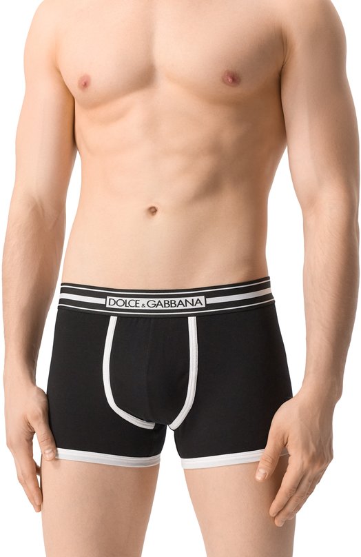 Хлопковые боксеры Dolce & Gabbana M4F13J/0NR50 Чёрный  M4F13J/0NR50 Фото 2