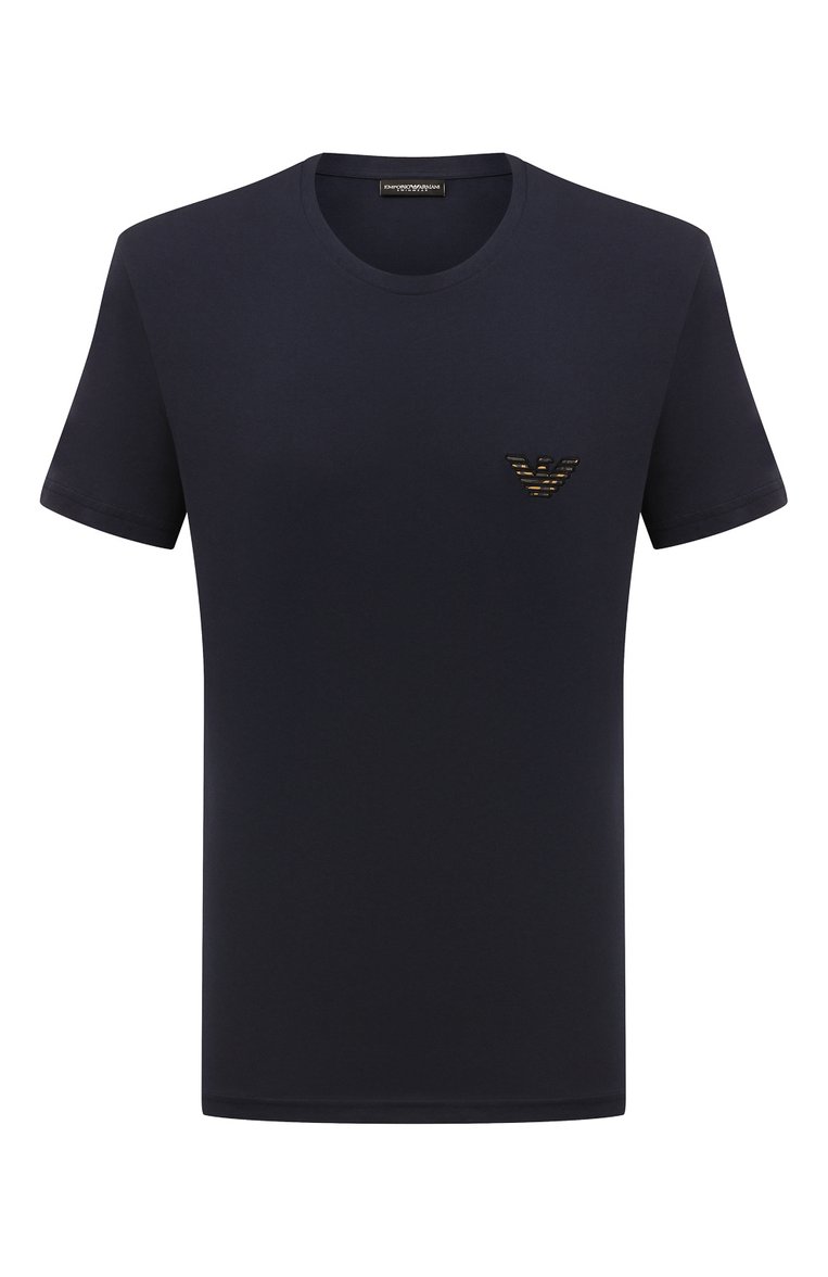 Мужская хлопковая футболка EMPORIO ARMANI темно-�синего цвета, арт. 211818/4R483 | Фото 1 (Материал внешний: Хлопок; Длина (для топов): Стандартные; Рукава: Короткие; Стили: Кэжуэл; Принт: Без принта; Кросс-КТ: домашняя одежда; Автоматизация ТО: Проставлено; Автоматизация состава: Проставлено)