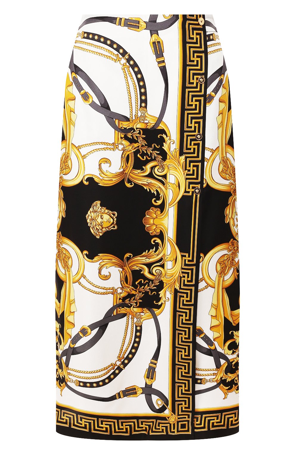 Шелковые кюлоты VERSACE разноцветного цвета по цене 119500 руб., арт. A85781/A233248, фото 1 Шелковые кюлоты VERSACE, арт. A85781/A233248, фото 1