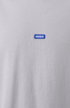 Мужская хлопковая футболка HUGO BLUE светло-серого цвета, арт. 50509991 | Фото 6 (Длина (для топов): Стандартные; Материал внешний: Хлопок; Рукава: Короткие; Материал сплава: Проставлено; Драгоценные камни: Проставлено; Стили: Кэжуэл; Принт: Без принта; Мужское Кросс-КТ: Футболка-одежда; Кросс-КТ: Джерси)