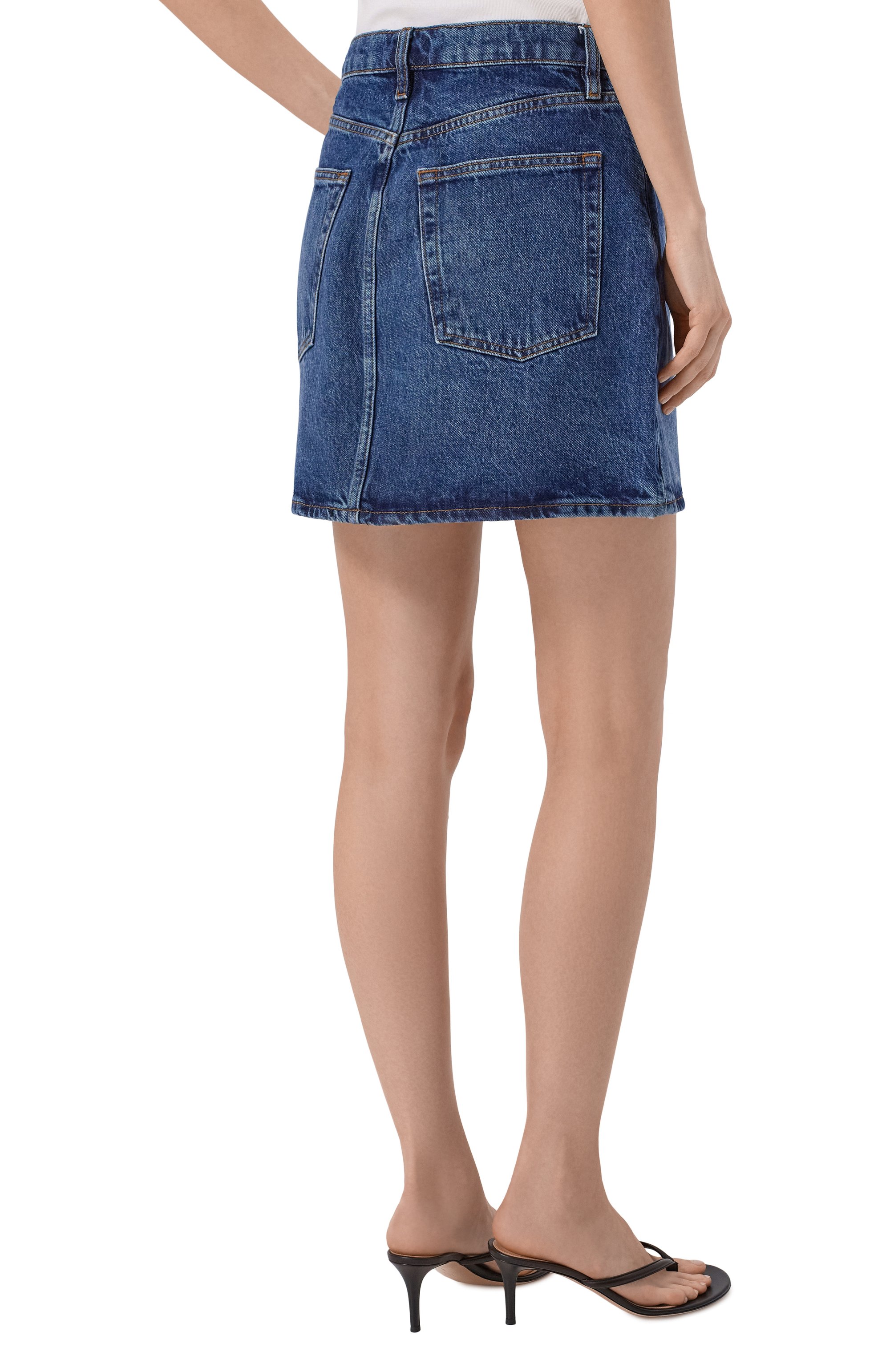 Джинсовая юбка the high FRAME DENIM синего цвета по цене 42850 руб., арт. 5010210/THE HIGH MINI, фото 4 Джинсовая юбка the high FRAME DENIM, арт. 5010210/THE HIGH MINI, фото 4