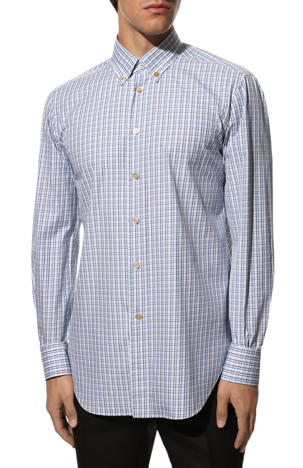 Хлопковая рубашка KITON синего цвета по цене 58700 руб., арт. UCIH0824610, фото 3 Хлопковая рубашка KITON, арт. UCIH0824610, фото 3