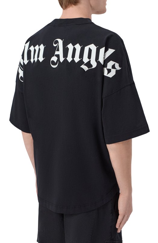 Хлопковая футболка Palm Angels PMAA10BS26JER001 Чёрный  PMAA10BS26JER001 Фото 4