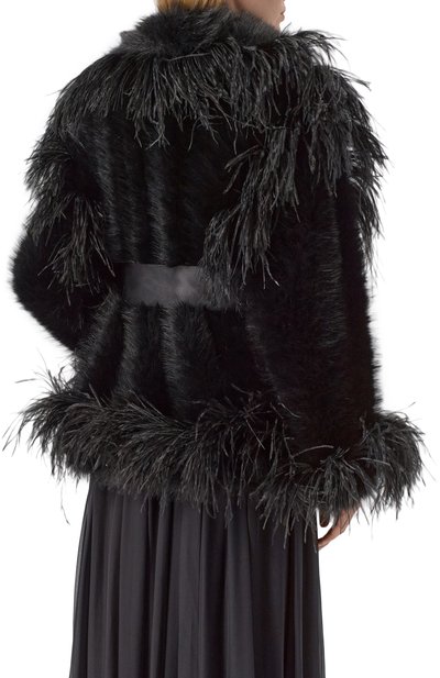 Шуба с отделкой перьями ELIE SAAB, арт. J0148AP25/FR001, фото 4