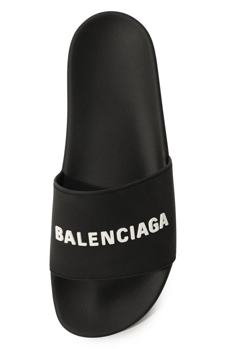 Мужские шлепанцы pool BALENCIAGA черного цвета, арт. 565826/W1S80/1006/1006 | Фото 6 (Материал внешний: Экокожа; Материал сплава: Проставлено; Нос: Не проставлено; Материал внутренний: Текстиль)