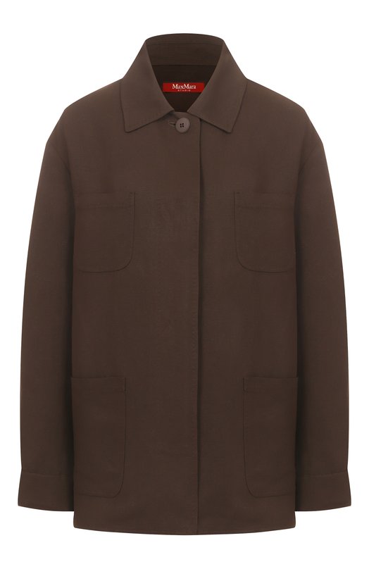 Рубашка из вискозы и льна Max Mara Studio LINCE Коричневый LINCE