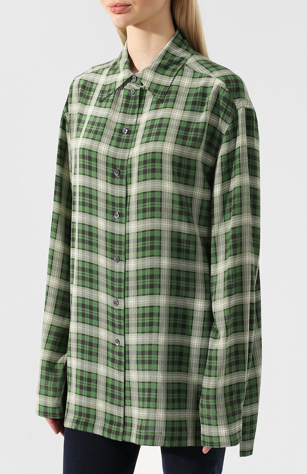 Шелковая рубашка MARC JACOBS (THE) зеленого цвета по цене 34100 руб., арт. M4007811, фото 3 Шелковая рубашка MARC JACOBS (THE), арт. M4007811, фото 3