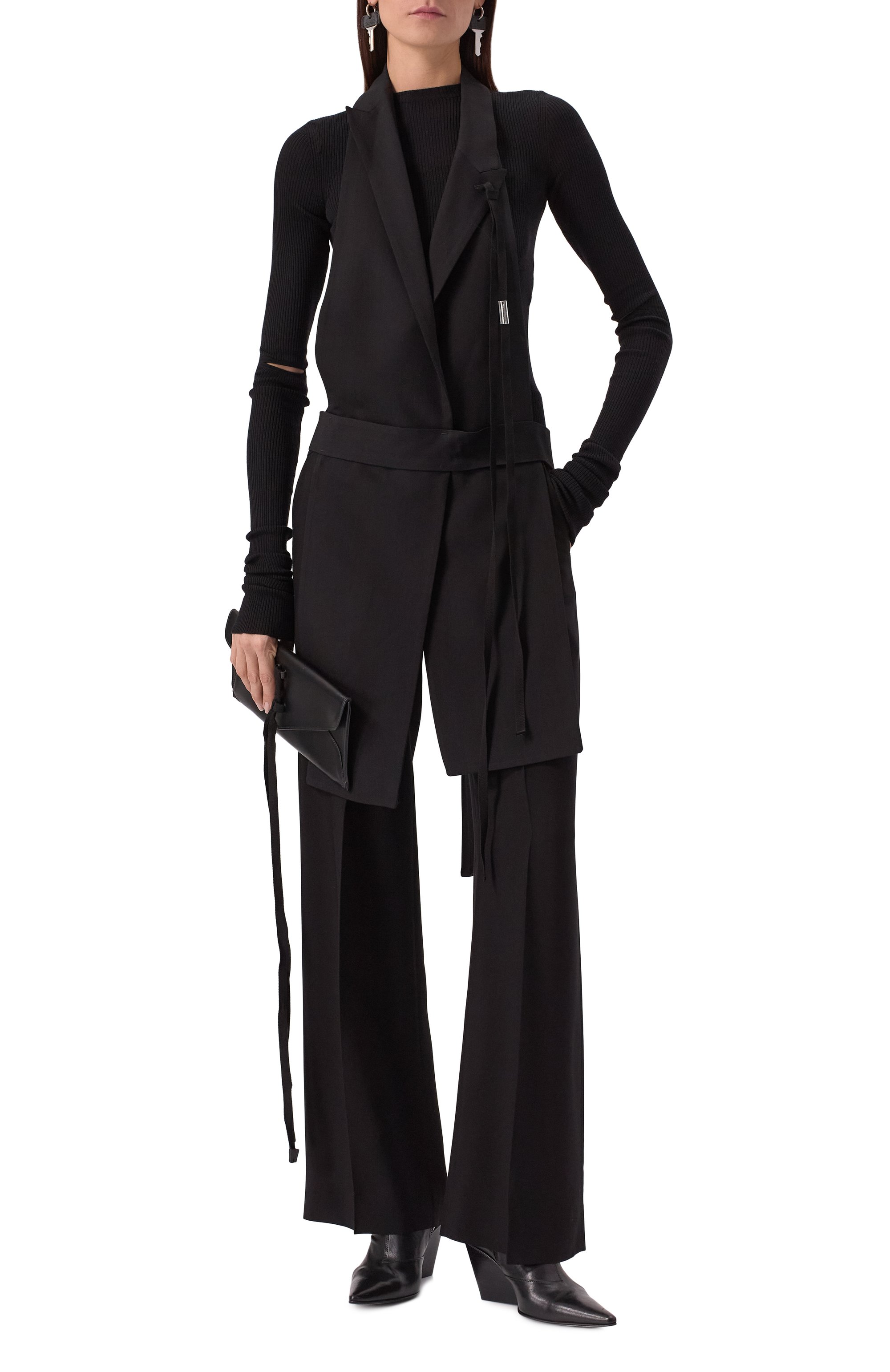 Жилет из вискозы и шерсти ANN DEMEULEMEESTER черного цвета по цене 95050 руб., арт. B0012538/FA556, фото 2 Жилет из вискозы и шерсти ANN DEMEULEMEESTER, арт. B0012538/FA556, фото 2