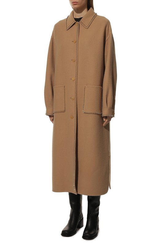 Шерстяное пальто Miu Miu MS1891-1Z75-F0040 Бежевый  MS1891-1Z75-F0040 Фото 3