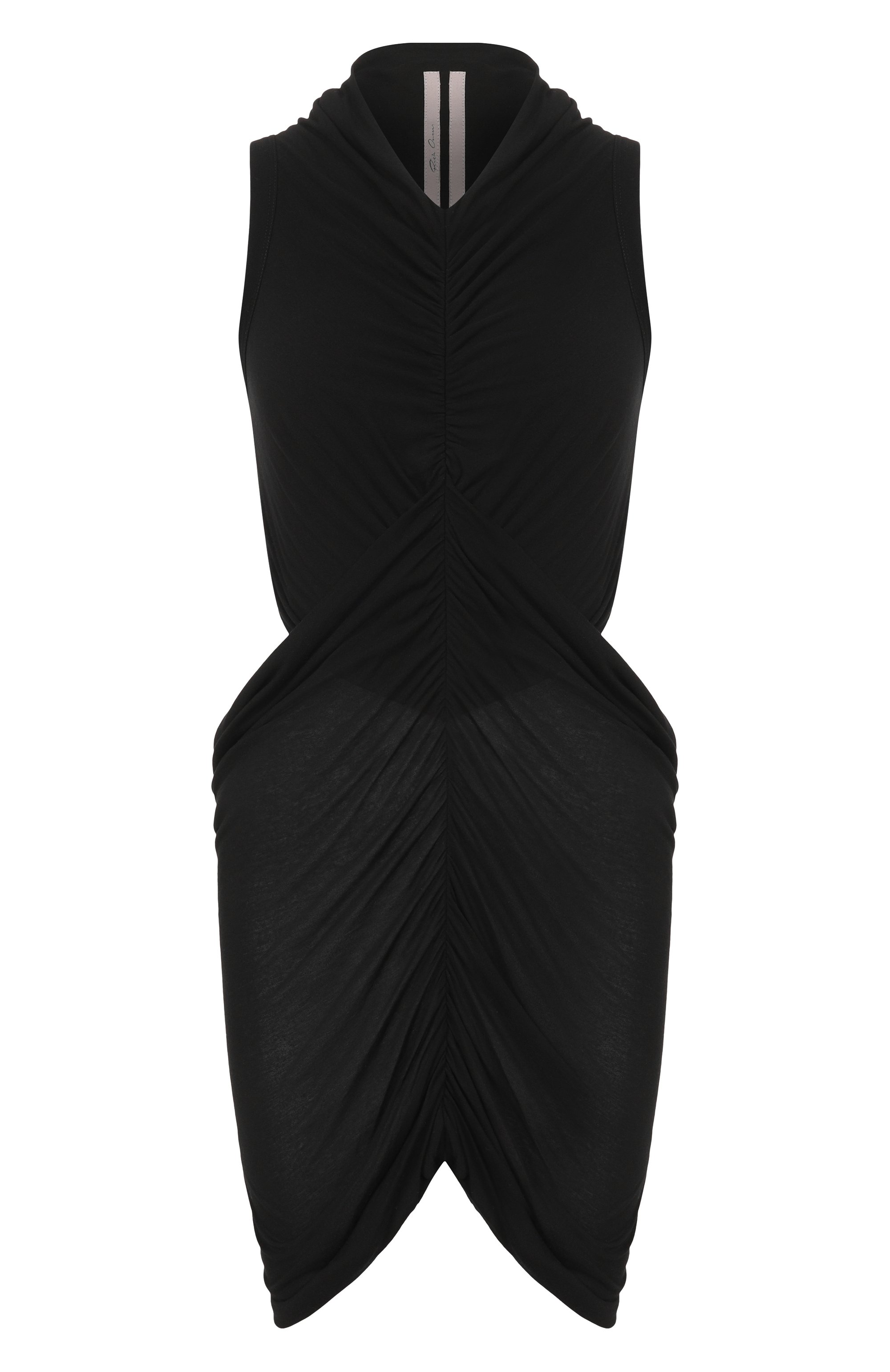 Топ из вискозы и шелка RICK OWENS черного цвета по цене 78400 руб., арт. RP01F6103/JS, фото 1 Топ из вискозы и шелка RICK OWENS, арт. RP01F6103/JS, фото 1