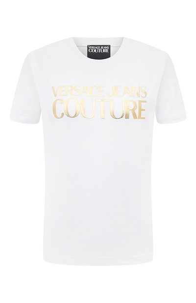 Женская хлопковая футболка VERSACE JEANS COUTURE, арт. 76HAHT04/CJ00T