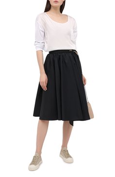 Женские текстильные кеды PRADA бежевого цвета, арт. 1E231M-2OFZ-F0065-035 | Фото 2 (Подошва: Платформа; Материал внешний: Текстиль; Материал утеплителя: Без утеплителя; Драгоценные камни: Проставлено; Материал сплава: Проставлено; Стили: Кэжуэл; Кросс-КТ: Низкие)