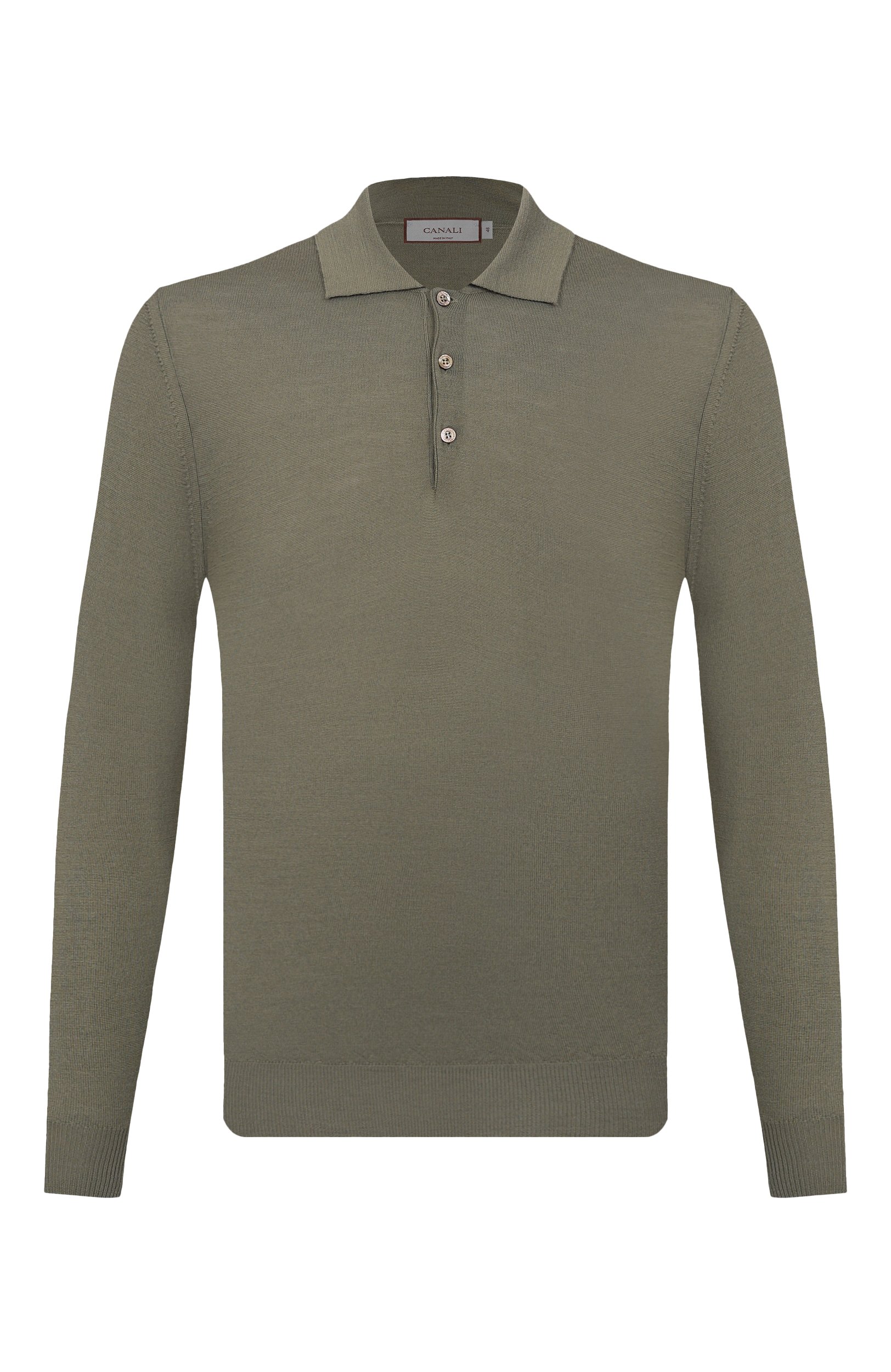 Шерстяное поло CANALI хаки цвета по цене 53650 руб., арт. C0017/MK01149, фото 1 Шерстяное поло CANALI, арт. C0017/MK01149, фото 1