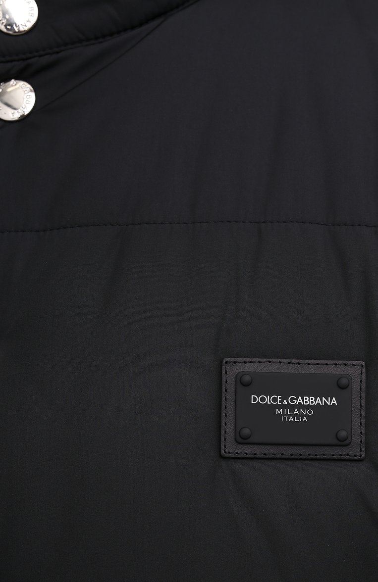 Мужской жилет DOLCE & GABBANA черного цвета, арт. G90Q9T/HUMEQ | Фото 5 (Материал внешний: Синтетический материал; Длина (верхняя одежда): Короткие; Материал подклада: Синтетический материал; Стили: Кэжуэл; Мужское Кросс-КТ: Верхняя одежда, жилеты-объемные; Кросс-КТ: Куртка; Статус проверки: Проверена категория)
