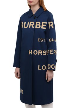 Женский хлопковый плащ antonia BURBERRY синего цвета, арт. 8038935 | Фото 3 (Стили: Кэжуэл, Классический; Материал подклада: Хлопок; Материал внешний: Хлопок; Длина (верхняя одежда): До колена; Рукава: Длинные; Материал сплава: Проставлено; Драгоценные камни: Проставлено; Кросс-КТ: Куртка)