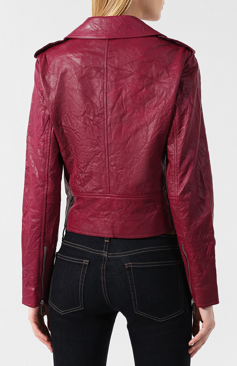 Кожаная куртка MICHAEL MICHAEL KORS бордового цвета по цене 49200 руб., арт. MU82HYG2A3, фото 4 Кожаная куртка MICHAEL MICHAEL KORS, арт. MU82HYG2A3, фото 4