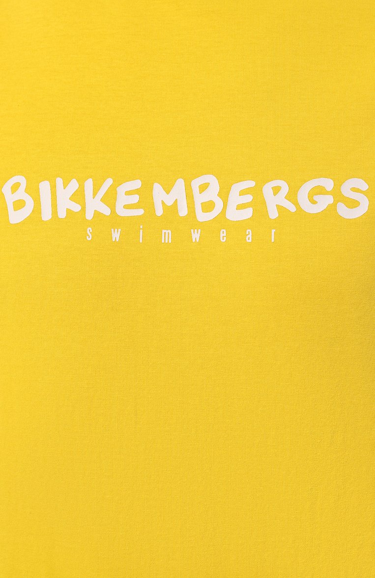 Мужская хлопковая футболка DIRK BIKKEMBERGS желтого цвета, арт. BKK3MTS01 | Фото 5 (Длина (для топов): Стандартные; Материал внешний: Хлопок; Материал сплава: Проставлено; Драгоценные камни: Проставлено; Рукава: Короткие; Принт: С принтом; Стили: Кэжуэл; Мужское Кросс-КТ: Футболка-одежда; Кросс-КТ: Джерси)
