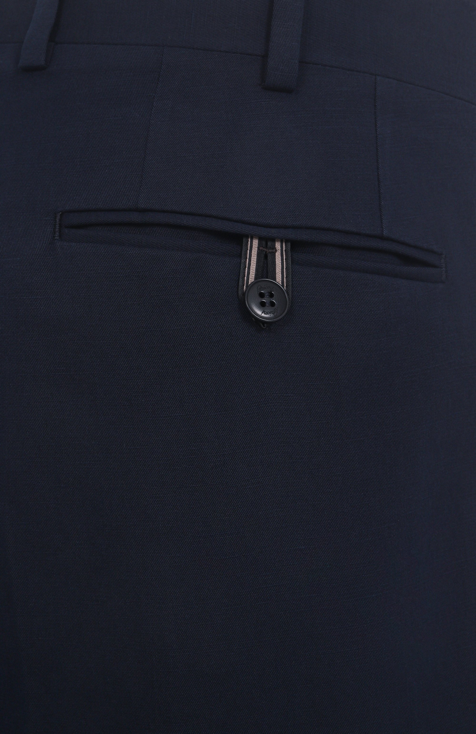 Брюки изо льна и хлопка BRIONI темно-синего цвета по цене 76850 руб., арт. RPC20M-PA106, фото 6 Брюки изо льна и хлопка BRIONI, арт. RPC20M-PA106, фото 6