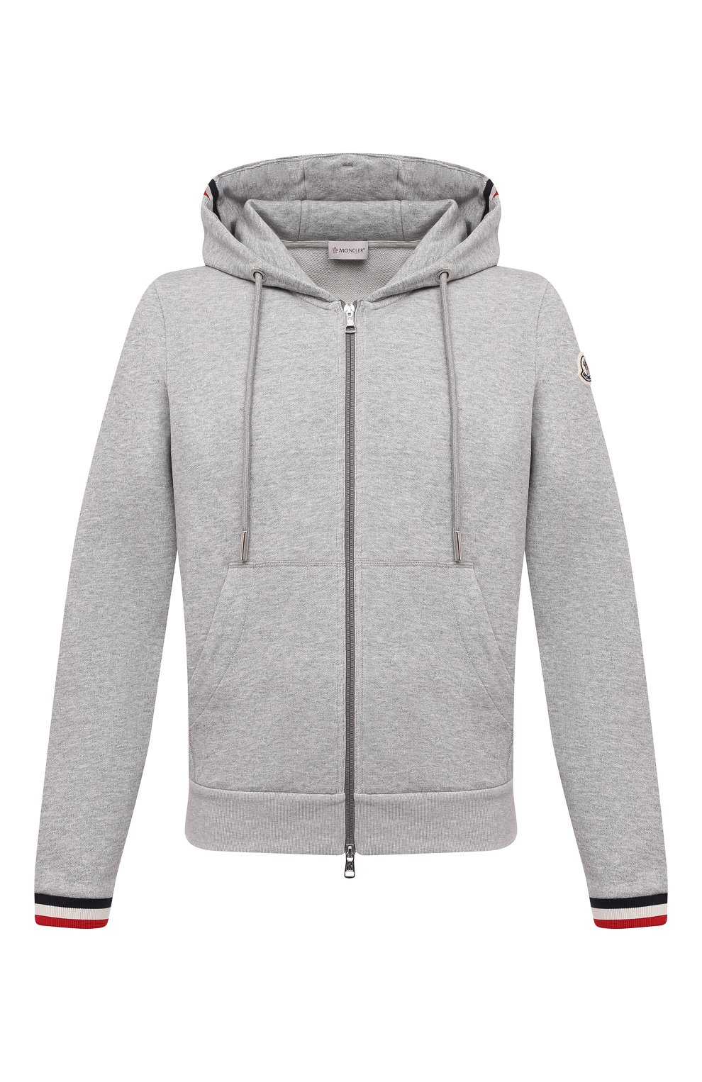 Хлопковая толстовка MONCLER серого цвета по цене 48100 руб., арт. G1-091-8G742-00-V8007, фото 1 Хлопковая толстовка MONCLER, арт. G1-091-8G742-00-V8007, фото 1