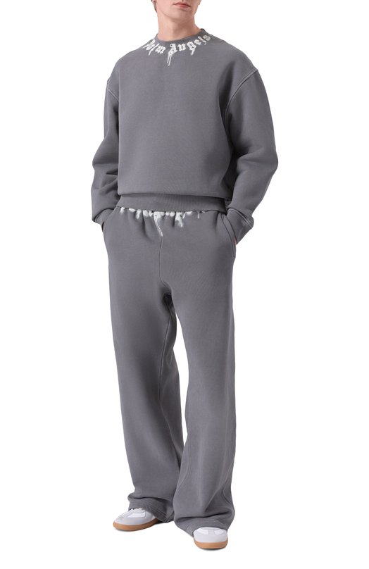 Хлопковые брюки Palm Angels PMCH028F25FLE001 Серый  PMCH028F25FLE001 Фото 2