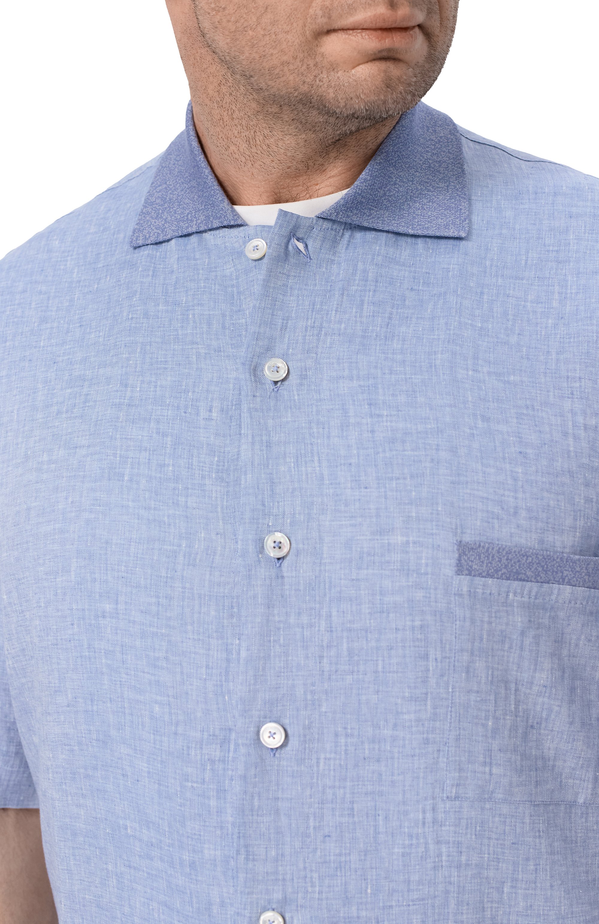 Льняная рубашка CORTIGIANI голубого цвета по цене 84150 руб., арт. 4AC612, фото 5 Льняная рубашка CORTIGIANI, арт. 4AC612, фото 5