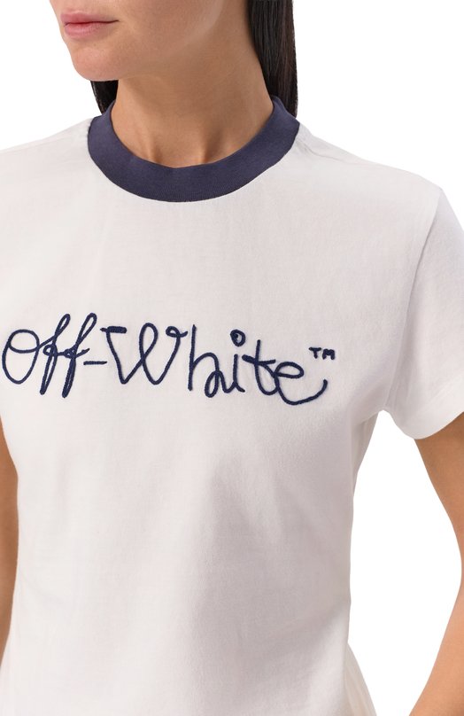 Хлопковая футболка Off-White 0WAA112F25JER001 Белый  0WAA112F25JER001 Фото 5