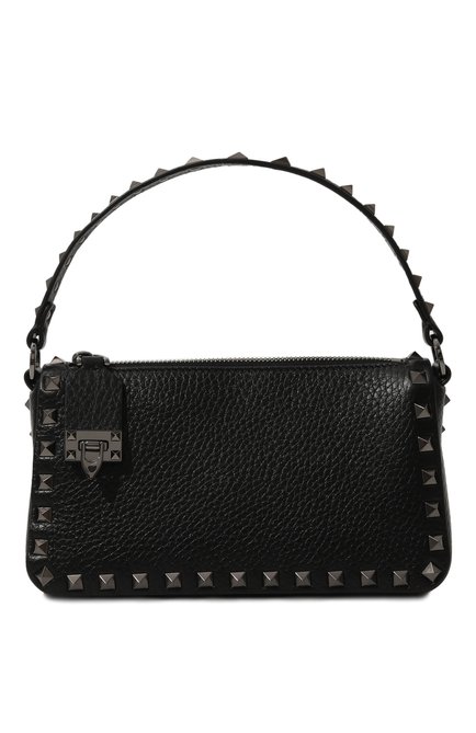 Женская сумка rockstud small VALENTINO черного цвета, арт. 5W0B0J47/HAD | Фото 1 (Ремень/цепочка: На ремешке; Материал: Натуральная кожа; Размер: small; Драгоценные камни: Проставлено; Материал сплава: Проставлено)