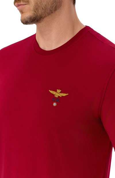 Хлопковая футболка AERONAUTICA MILITARE бордового цвета по цене 6140 руб., арт. TS1580UJ00372, фото 5 Хлопковая футболка AERONAUTICA MILITARE, арт. TS1580UJ00372, фото 5