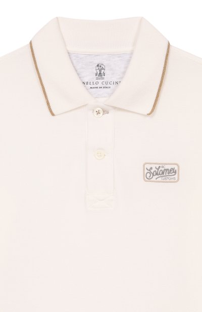 Хлопковое поло BRUNELLO CUCINELLI кремового цвета по цене 45750 руб., арт. BE854T329B, фото 3 Хлопковое поло BRUNELLO CUCINELLI, арт. BE854T329B, фото 3