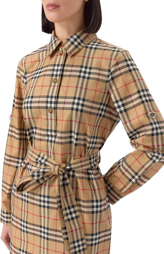Хлопковое платье Burberry 8085647 Бежевый  8085647 Фото 5