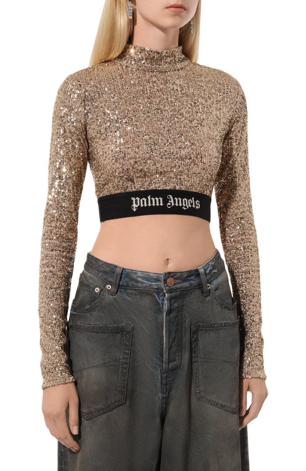 Топ с отделкой пайетками PALM ANGELS, арт. PWAD067F24FAB001, фото 3