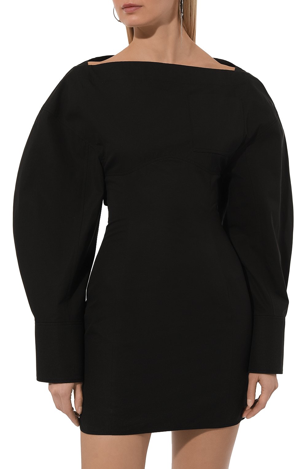 Хлопковое платье JACQUEMUS черного цвета по цене 69050 руб., арт. 24H243DR199/1519, фото 3 Хлопковое платье JACQUEMUS, арт. 24H243DR199/1519, фото 3