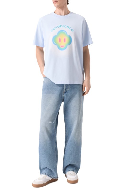 Хлопковая футболка Casablanca M-SP26-JTS-001-09 Голубой  M-SP26-JTS-001-09 Фото 2