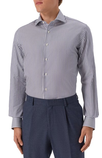 Хлопковая сорочка ALESSANDRO GHERARDI темно-синего цвета по цене 29950 руб., арт. BR1-3G-7T/7521, фото 3 Хлопковая сорочка ALESSANDRO GHERARDI, арт. BR1-3G-7T/7521, фото 3