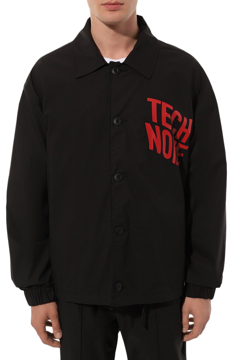 Мужская хлопковая куртка TEE LIBRARY черного цвета, арт. TDS-49-JK-BK | Фото 3 (Кросс-КТ: Куртка, Ветровка; Рукава: Длинные; Стили: Гранж; Материал сплава: Проставлено; Материал внешний: Хлопок; Драгоценные камни: Проставлено; Длина (верхняя одежда): Короткие)