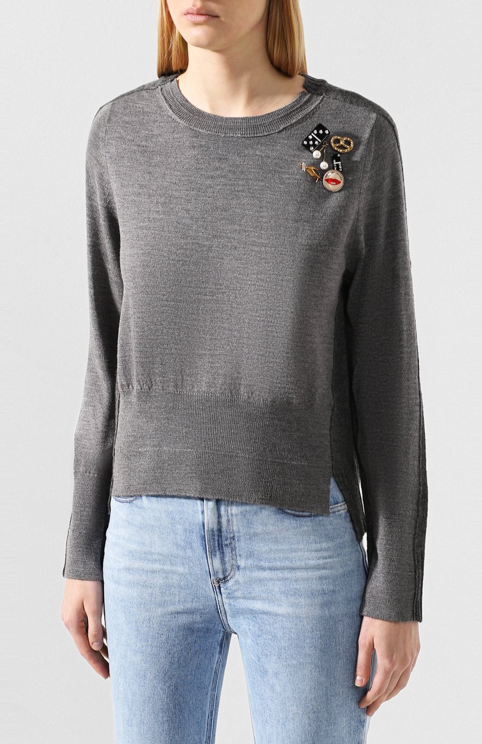 Шерстяной пуловер MARC JACOBS (THE) серого цвета по цене 46800 руб., арт. M4008441, фото 3 Шерстяной пуловер MARC JACOBS (THE), арт. M4008441, фото 3
