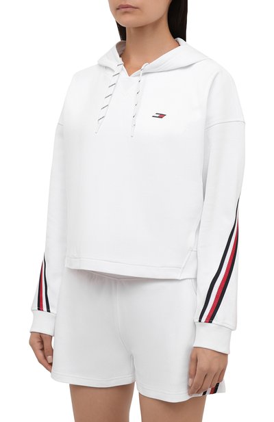 Хлопковое худи TOMMY HILFIGER белого цвета по цене 12990 руб., арт. S10S101030, фото 3 Хлопковое худи TOMMY HILFIGER, арт. S10S101030, фото 3