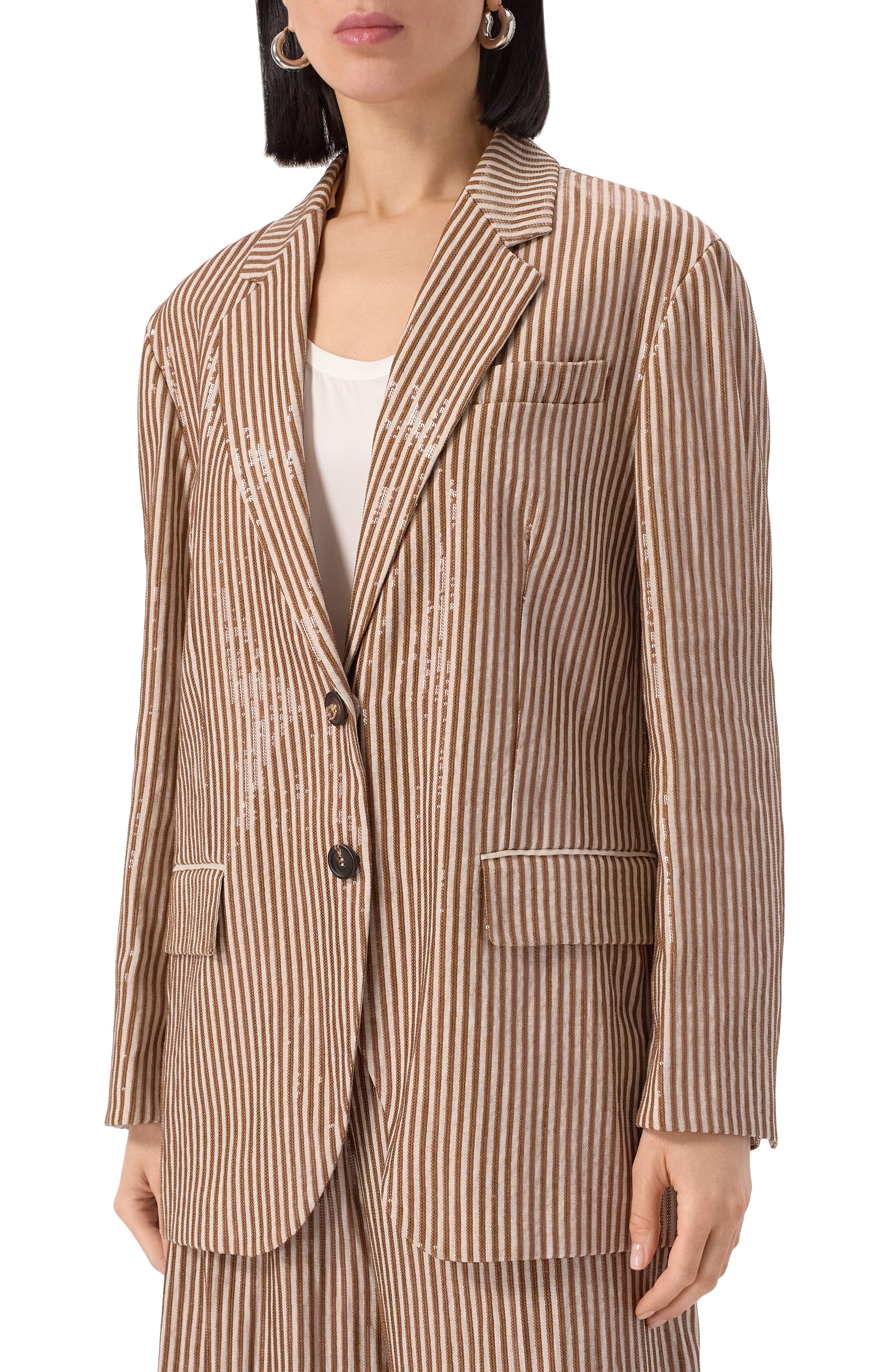 Льняной жакет с отделкой пайетками BRUNELLO CUCINELLI, арт. MM6337378, фото 3