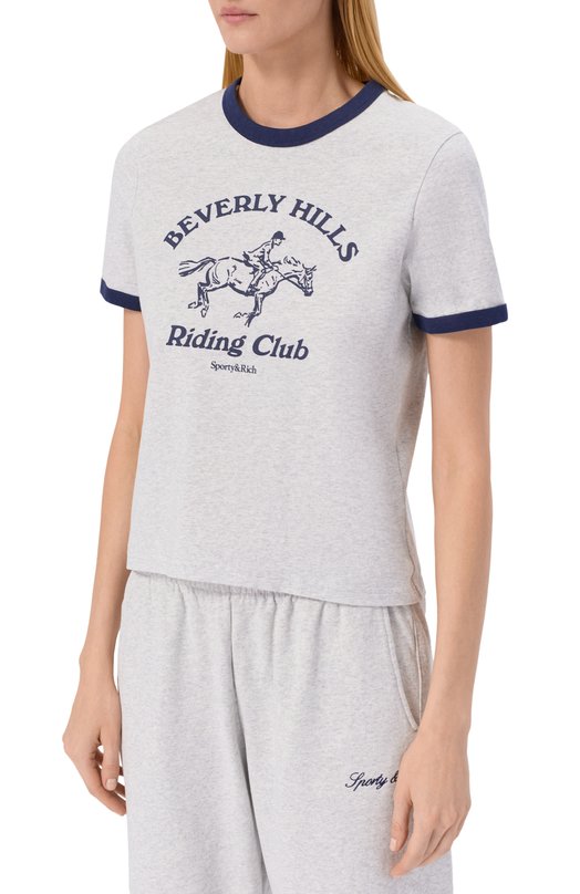 Хлопковая футболка Sporty and Rich T007364255GY18 Серый  T007364255GY18 Фото 3