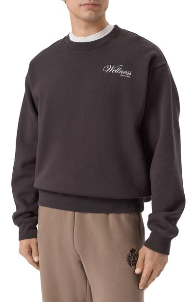 Хлопковый свитшот SPORTY AND RICH темно-коричневого цвета по цене 29300 руб., арт. ST098711083BR29, фото 3 Хлопковый свитшот SPORTY AND RICH, арт. ST098711083BR29, фото 3
