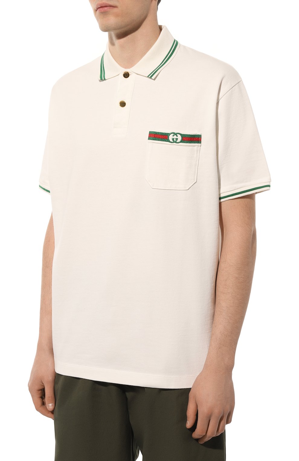 Хлопковое поло GUCCI кремового цвета по цене 70560 руб., арт. 628339 XJCQR, фото 3 Хлопковое поло GUCCI, арт. 628339 XJCQR, фото 3
