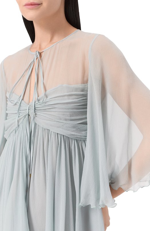 Шелковое платье Chloé CHC25SR027116 Голубой  CHC25SR027116 Фото 5