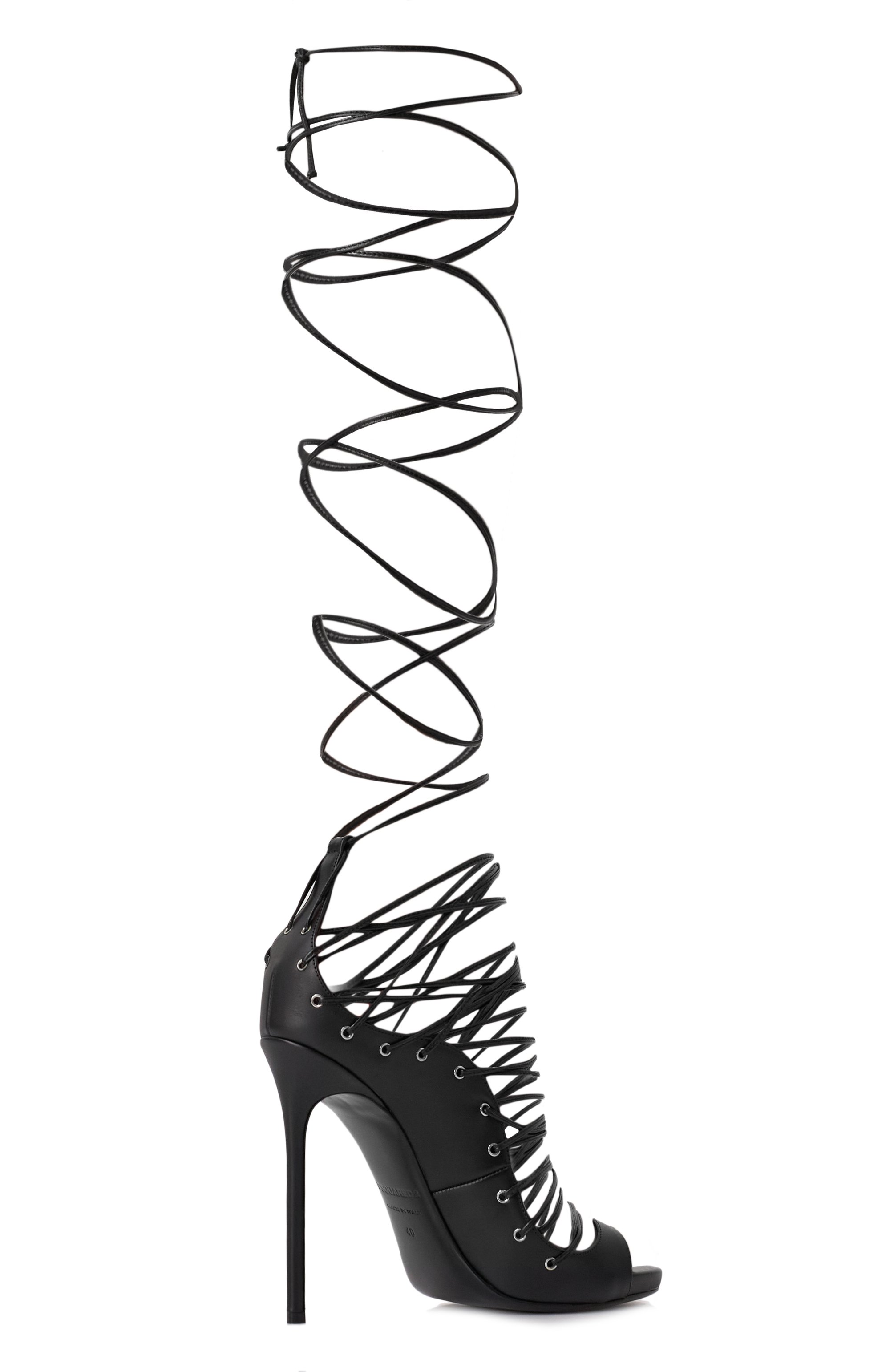 Кожаные босоножки riri DSQUARED2 черного цвета по цене 88250 руб., арт. HSW0266, фото 4 Кожаные босоножки riri DSQUARED2, арт. HSW0266, фото 4