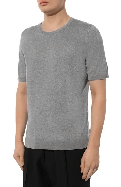 Шелковый джемпер ANDREA CAMPAGNA светло-серого цвета по цене 43900 руб., арт. 43112/23503, фото 3 Шелковый джемпер ANDREA CAMPAGNA, арт. 43112/23503, фото 3