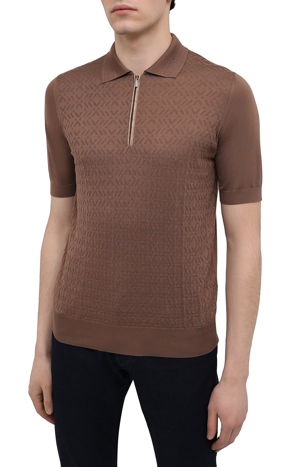 Поло с отделкой из кожи аллигатора ZILLI, арт. MBV-PZ042-GE0C1/MC01/AMIS, фото 3